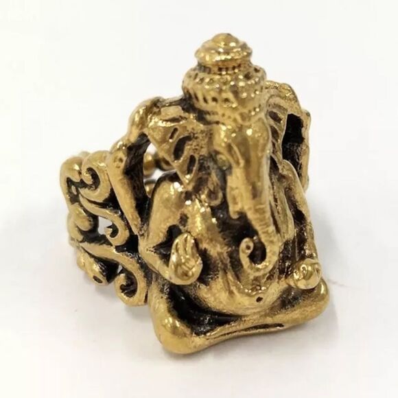Gucci Ganesha Graphic Gold Plated Ring Medium NWT - Picture 2 of 10